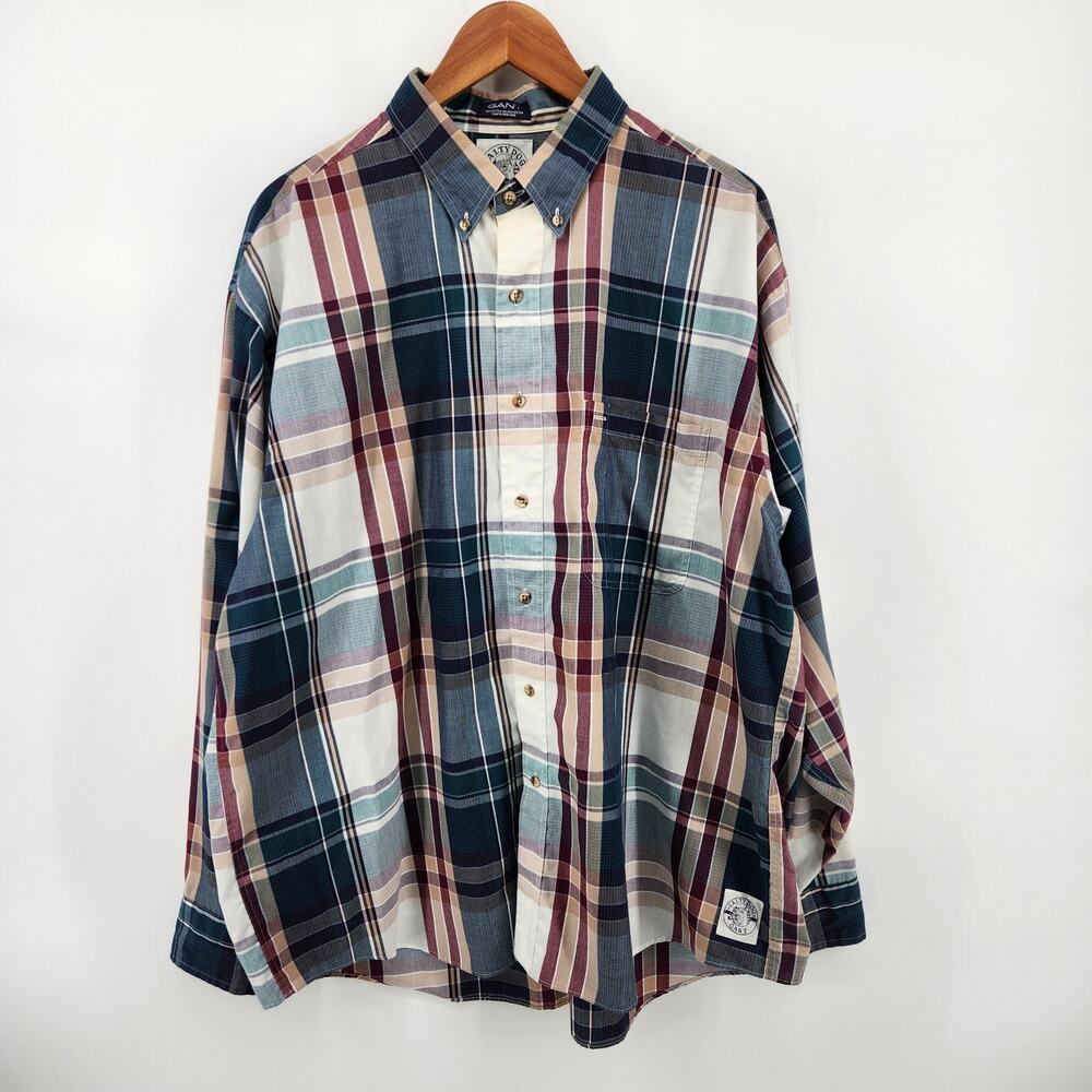 Gant Salty Dog Men's XL Long Sleeve Button Front Dress Shirt Multicolored Plaid